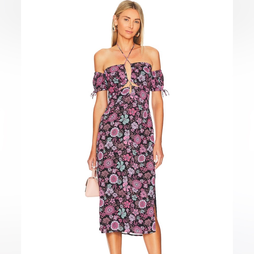 Majorelle Olivia Midi Dress in Dancing Valley Black